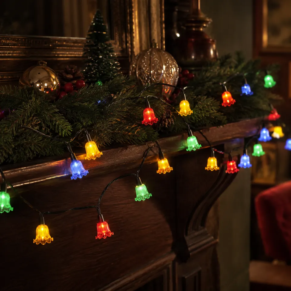 Christmas Tree Lights Unbranded Vintage/Retro String Fairy Lights Vintage  Christmas Tree Lights 50 Multicolour Flowers