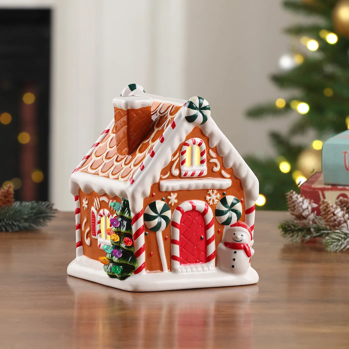 Christmas Tree Mr Christmas Gingerbread House 10 Nostalgic Ceramic Lit  Gingerbread House Cookie Jar – Christmas