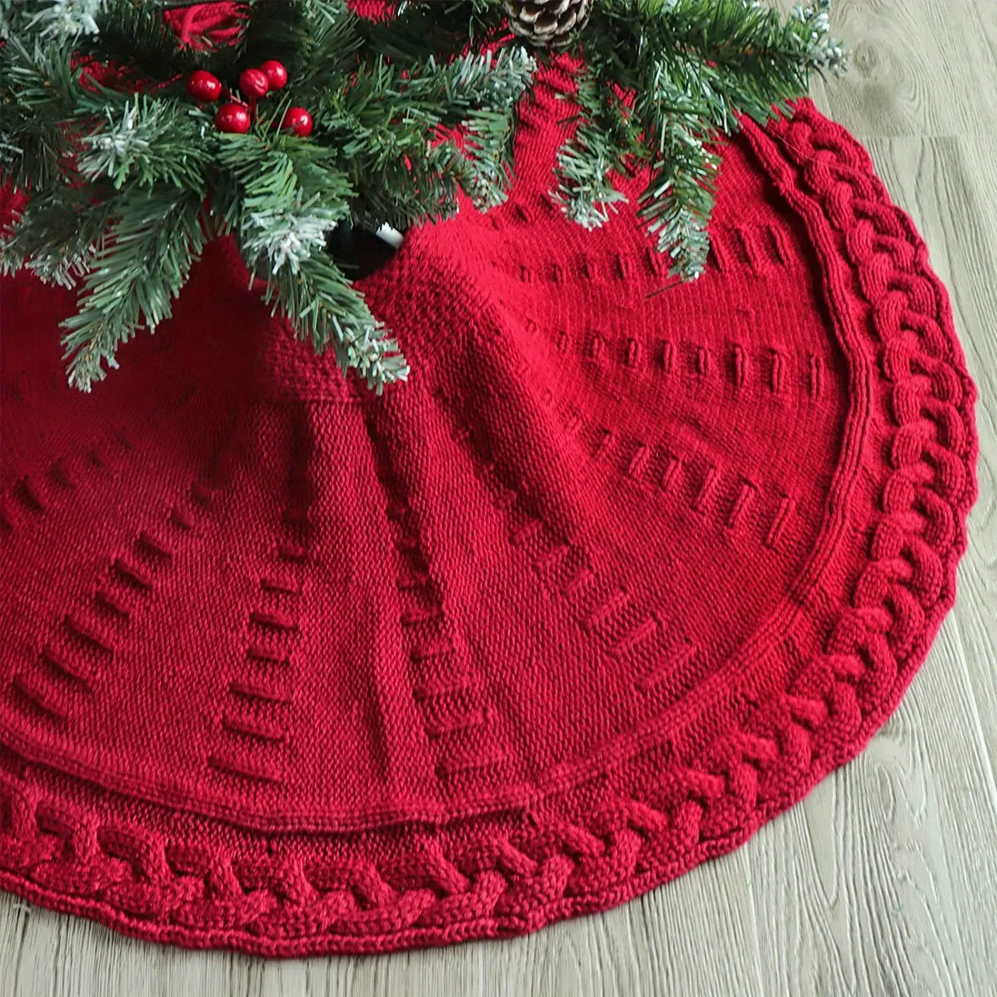 Christmas Tree Skirt, Knitted Tree Skirt Apron, Christmas Tree Decorations, Christmas Gifts Home Decorations, with * Ribbon * Decorations, Office Decorations, Scene Decoration