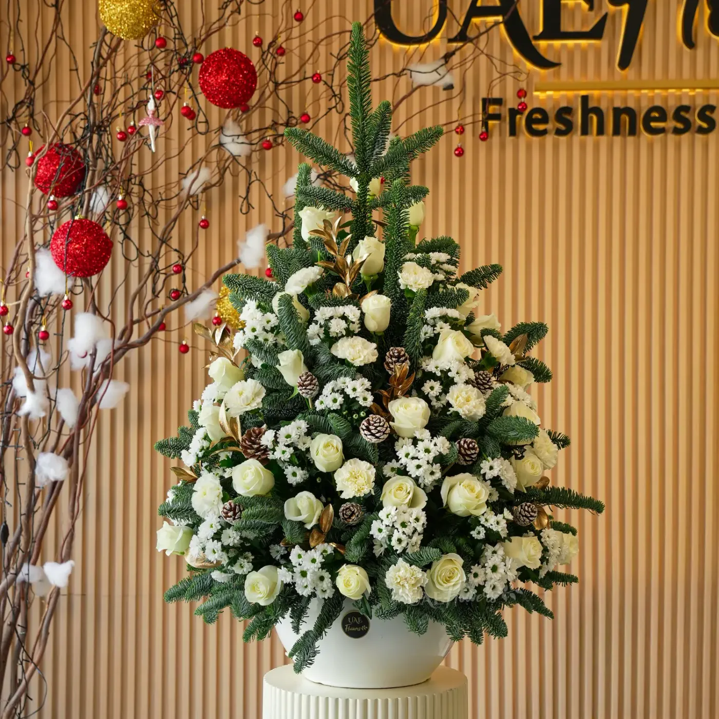 Christmas Tree Winter Flowers | Fresh Festive Arrangement UAE