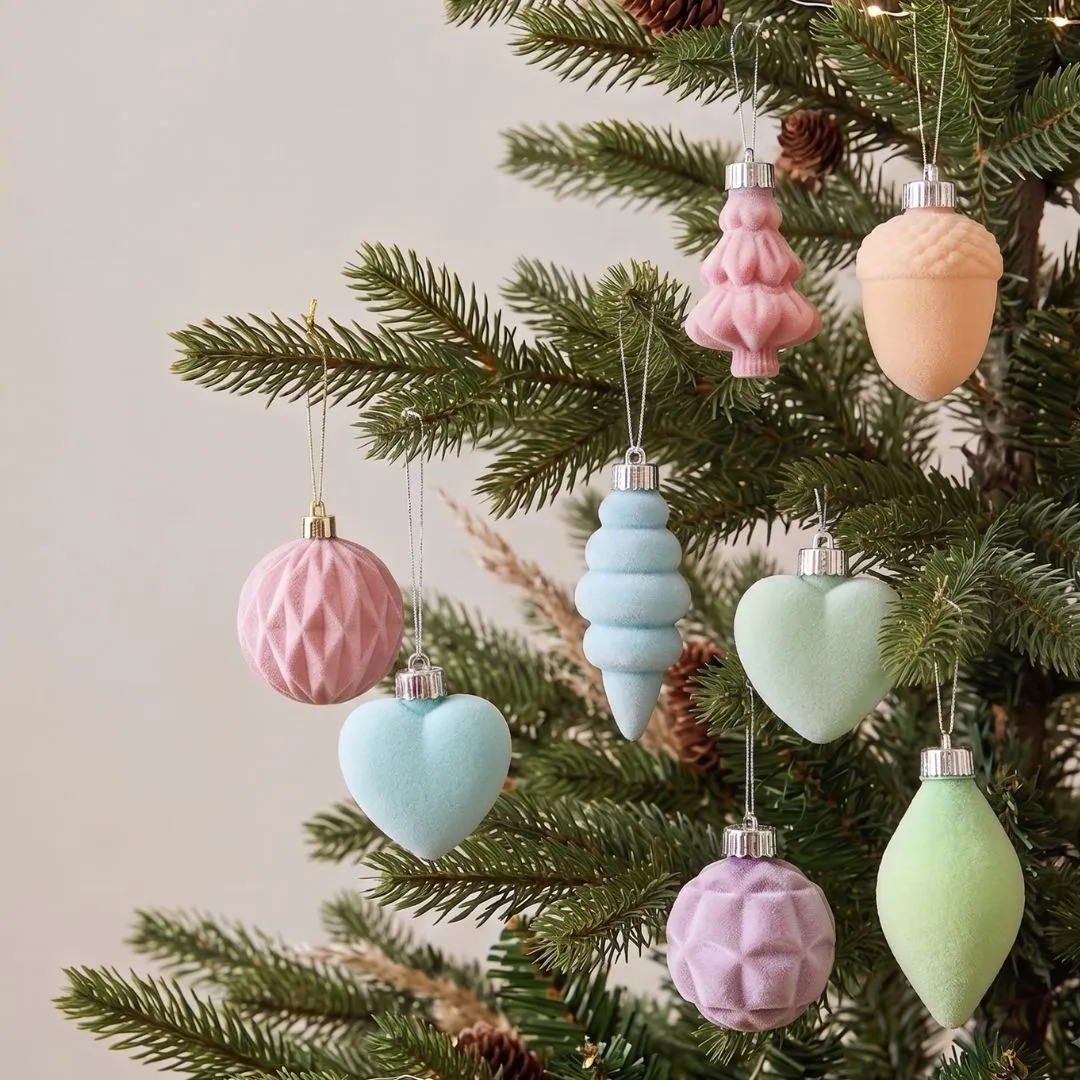 Christmas Velvet Non-Glitter Hanging Baubles | Speckled Space