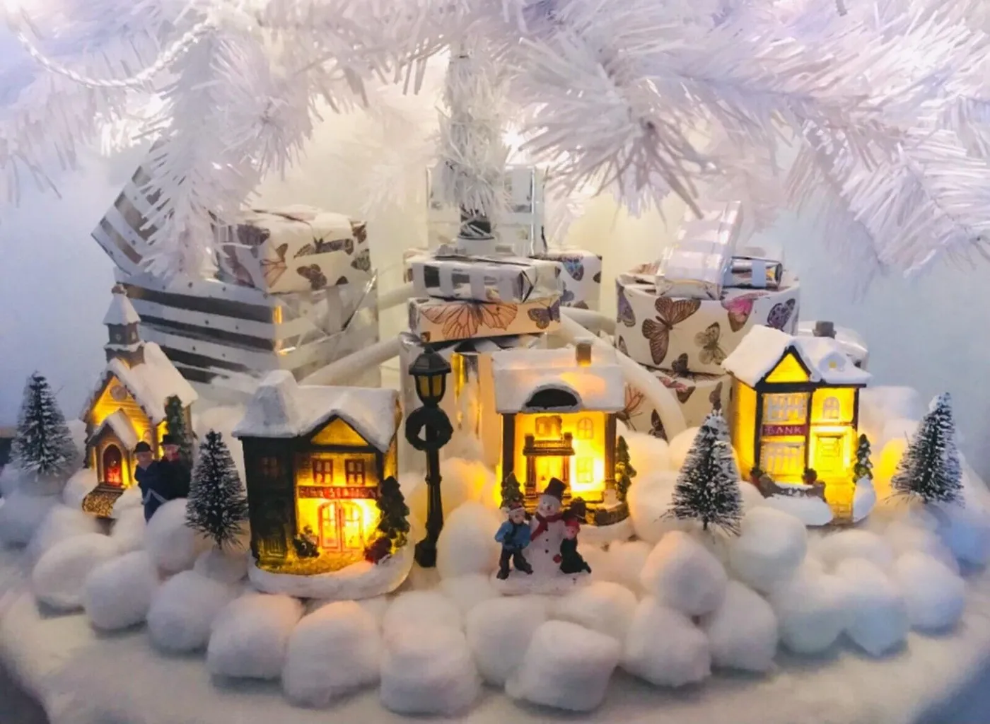 Christmas Village Scene with Light Up Houses Decoration | Well Made Gifts