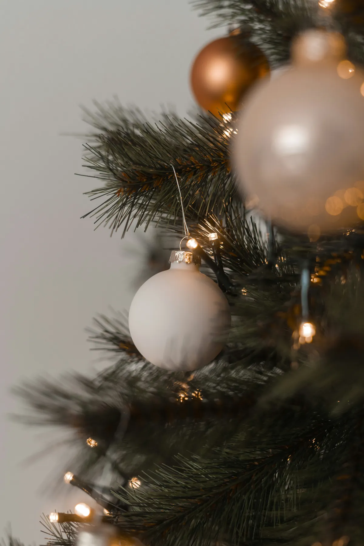 Close-up of a decorated christmas tree with ornaments