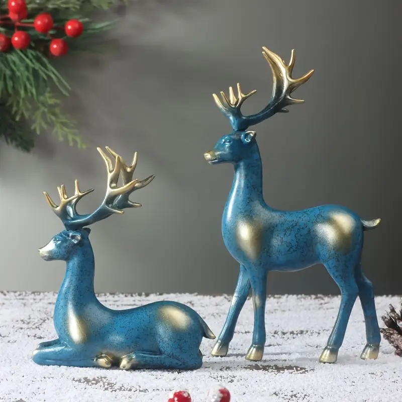 Collectible Figurines, 2pcs Light Luxury Reindeer Statues, Suitable for  Christmas Party And New Year Decoration, Living Room, Desktop, Home Decor *  Ornaments, Perfect Christmas Gift And New Year ...
