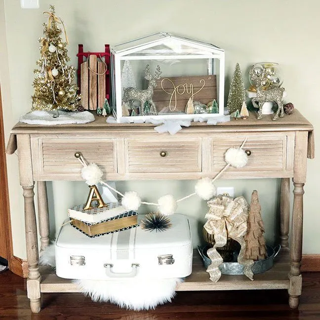 Console Table in Christmas Neutrals with Oriental Trading - Curly Crafty Mom