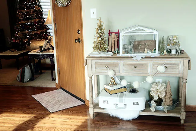 Console Table in Christmas Neutrals with Oriental Trading - Curly Crafty Mom