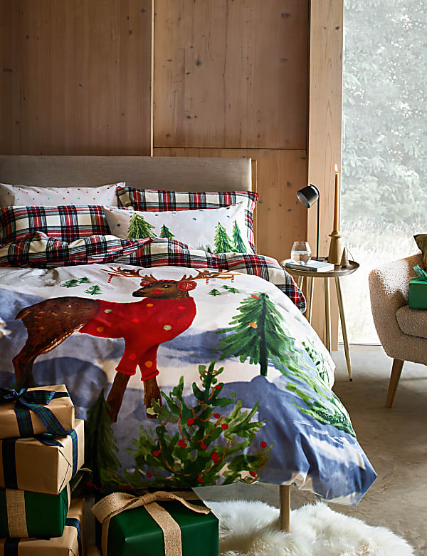 Cotton Blend Winter Stag Bedding Set | MULTI | Bedding Sets | M&S GR