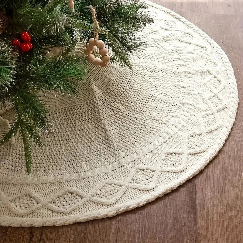 country style cream knit christmas tree skirt diamond trim - Temu Mauritius