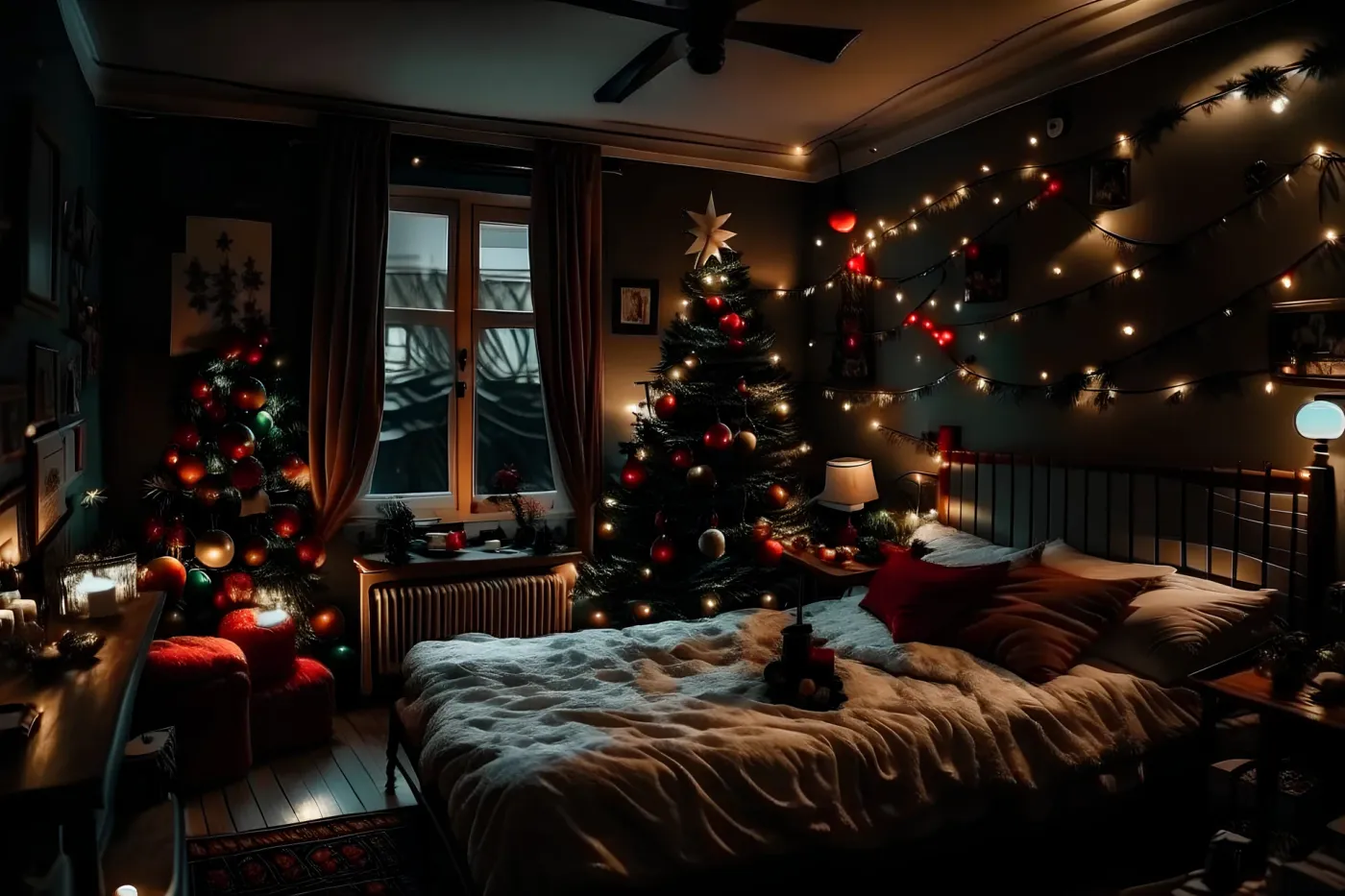 cozy christmas themed bedroom, with l...' | Gallery | Stablecog