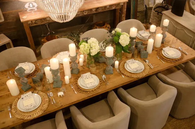 Creating a festive table top for the holidays.