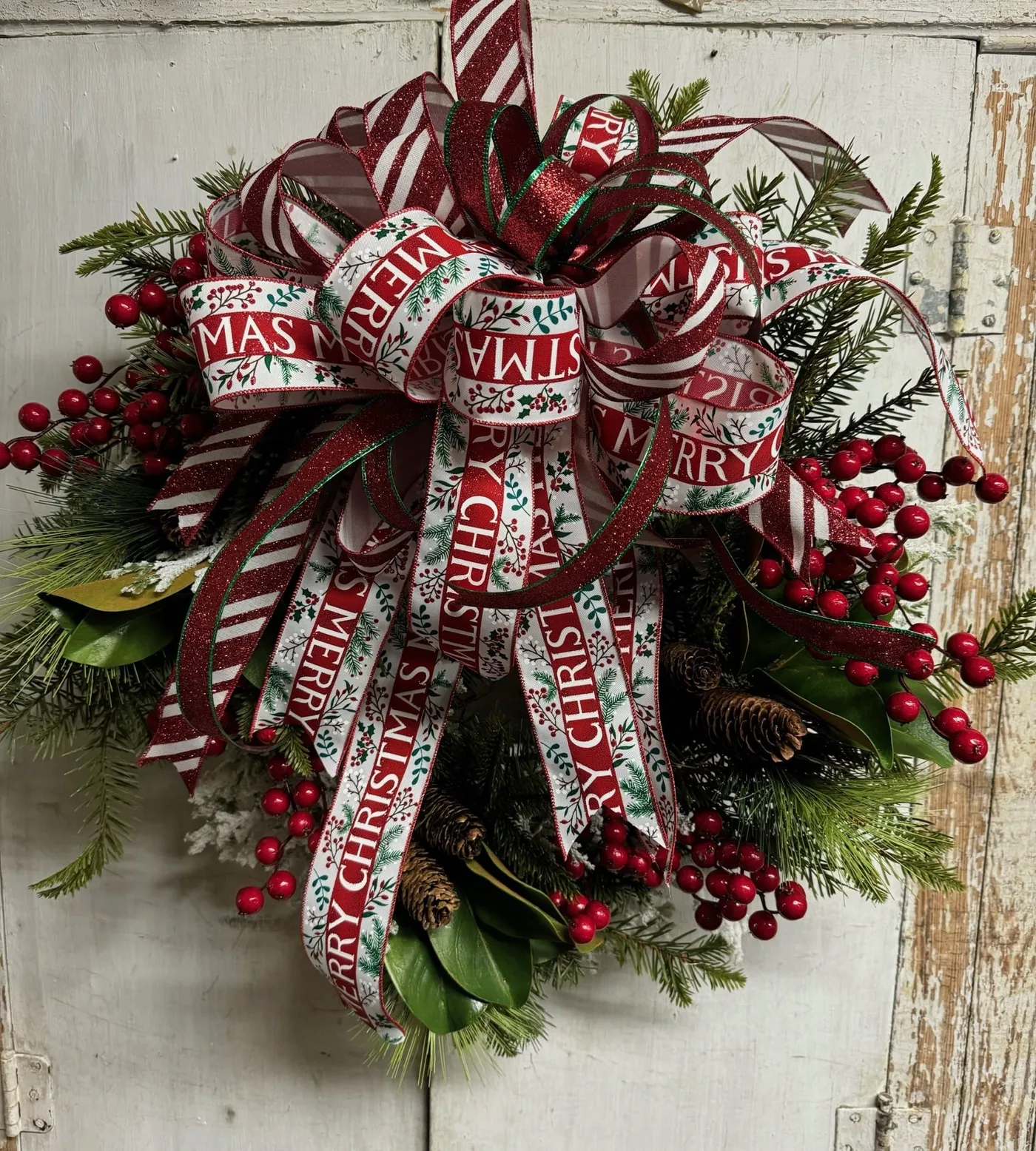 Custom Traditional Christmas Wreath | Front Door Faux Handmade wreaths