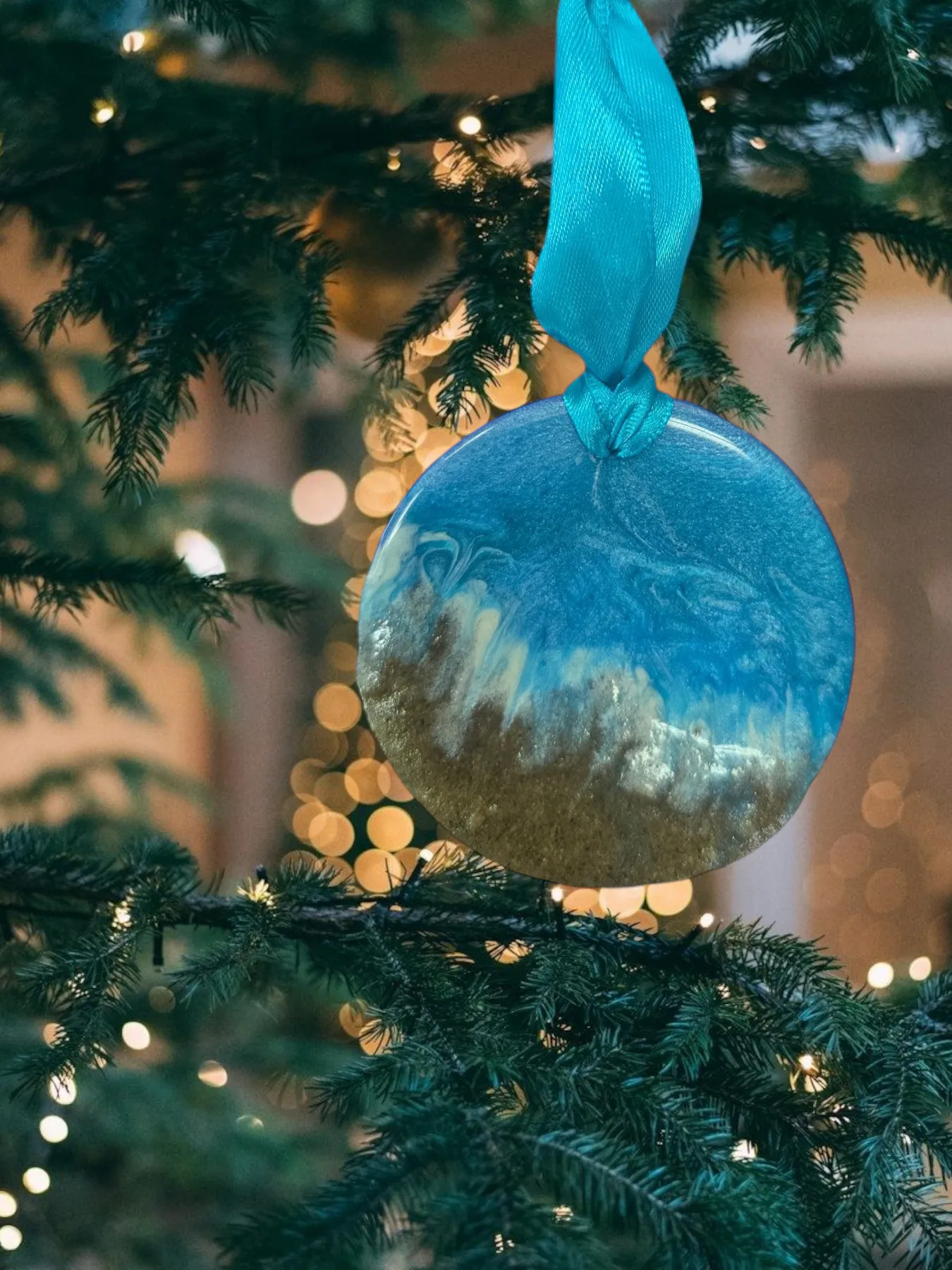 Customizable Beach Ocean Waves Ornament Front Side Only