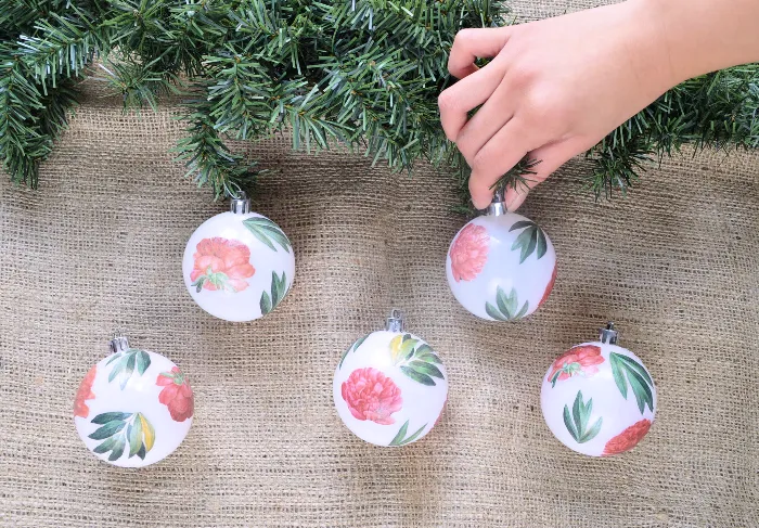 Design*Sponge: Decoupaged Floral Ornaments -