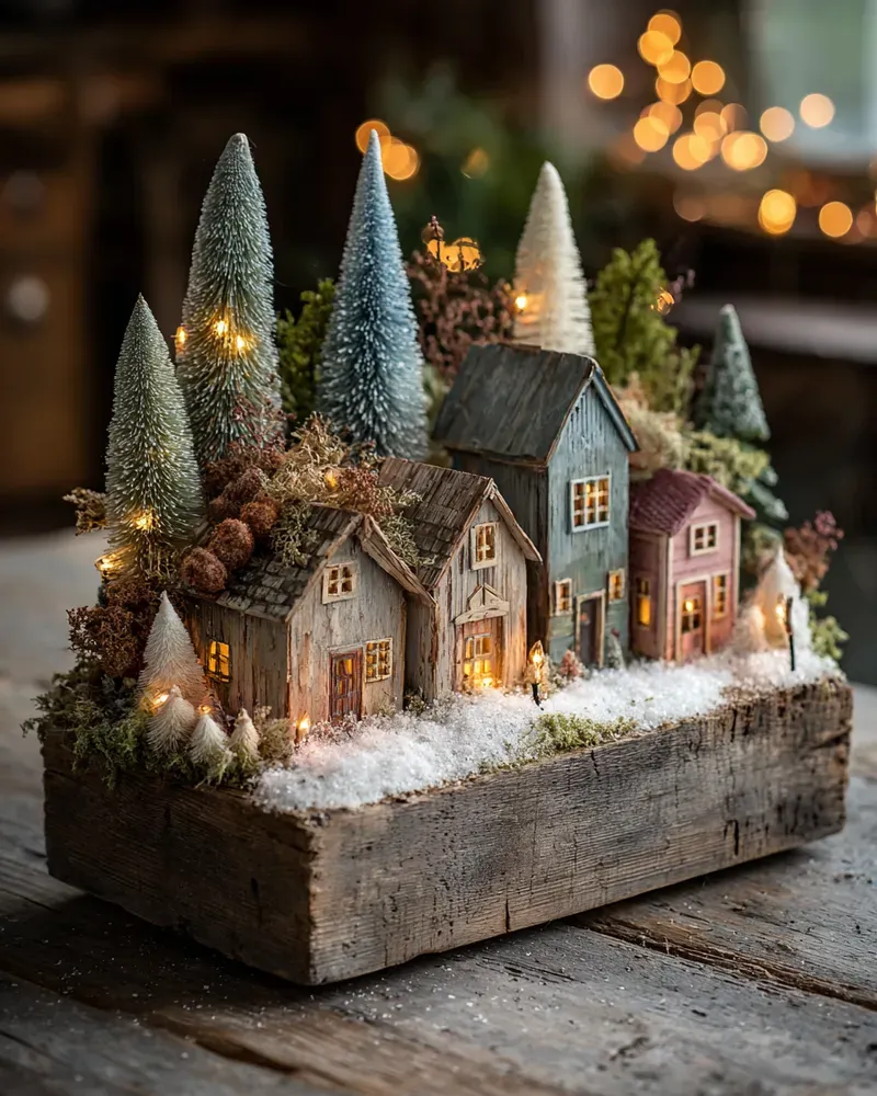 DIY Reclaimed Wood Christmas Village: A Sustainable Festive Focal Point 🏡♻️