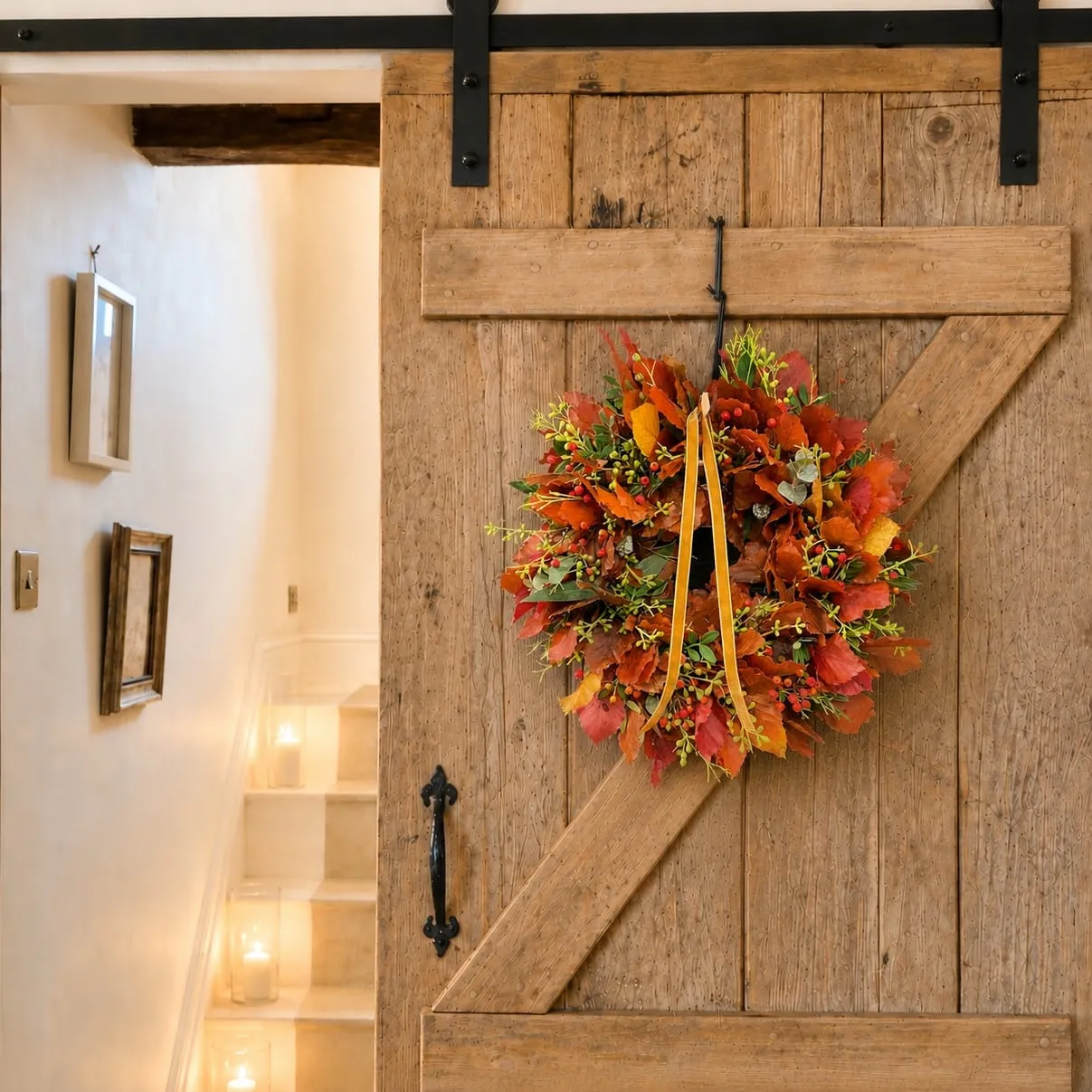 Door Wreath ~ Autumn Falling Golden Leaves Wreath ~ Next Day Flower  Delivery UK