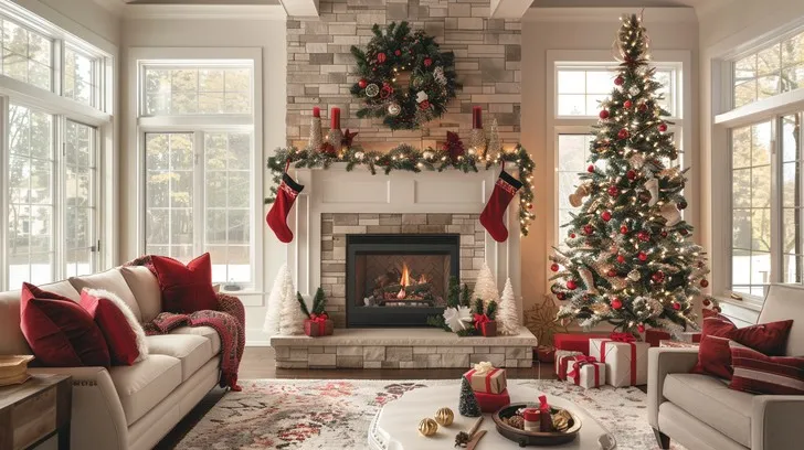 Download Cozy Christmas Interior Image - Christmas, Interior, Fireplace |  StockCake