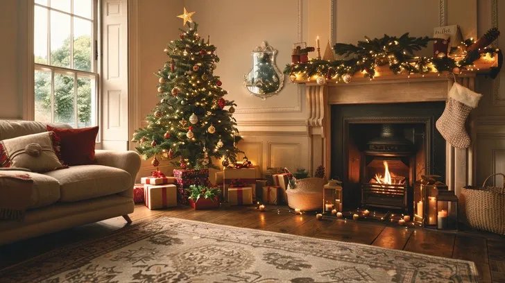 Download Cozy Christmas Scene Image - Christmas, Fireplace, Gifts |  StockCake