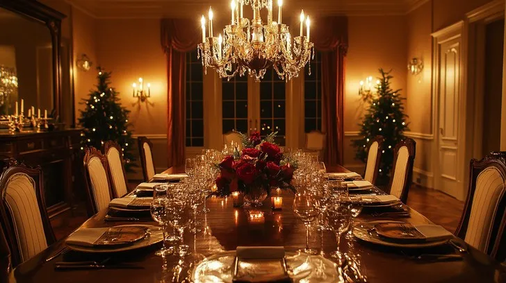 Download Elegant holiday dinner Image - Holiday, Dinner, Chandelier |  StockCake
