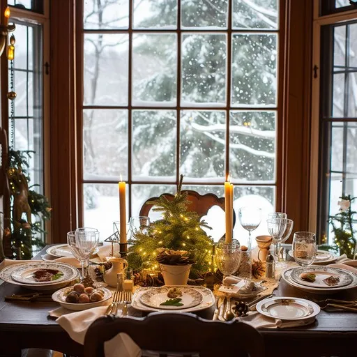 Download Festive Dinner Setting Image - Holiday, Dinner, Snow | StockCake
