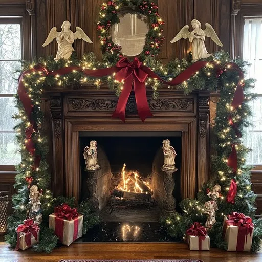 Download Festive Fireplace Decor Image - Fireplace, Christmas, Festive |  StockCake
