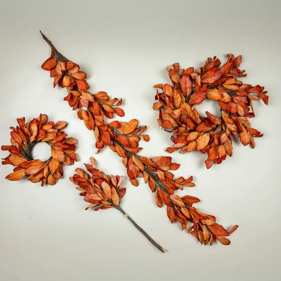 Dried Orange Magnolia Leaves Garland – Rust & Cinder