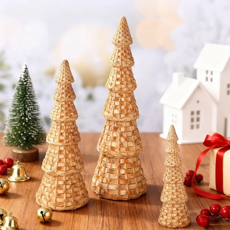 Dserhfy Rattan Resin Christmas Tree Figurines for Winter Holiday -  Walmart.com