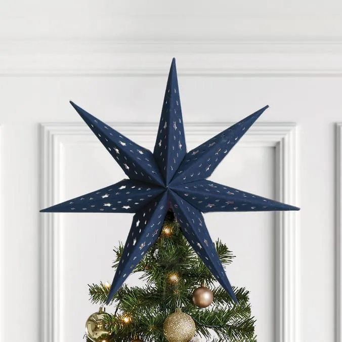 Elegance Flocked Star Tree Topper | Home Bargains