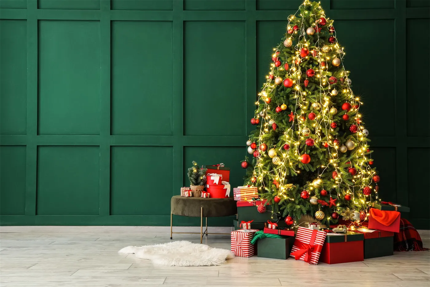Elegant Bright Green Christmas Tree Elegant Christmas Tree Green Wall Backdrop BRP8-114