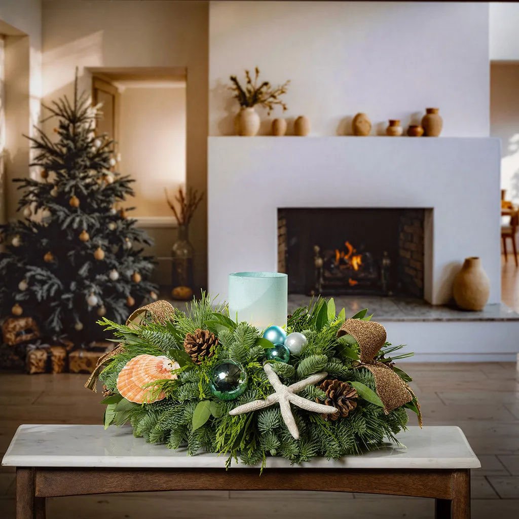Elegant Nautical Christmas Decor A Coastal Christmas, A Floatation Ring As  A Wreath, Starfish As Small
