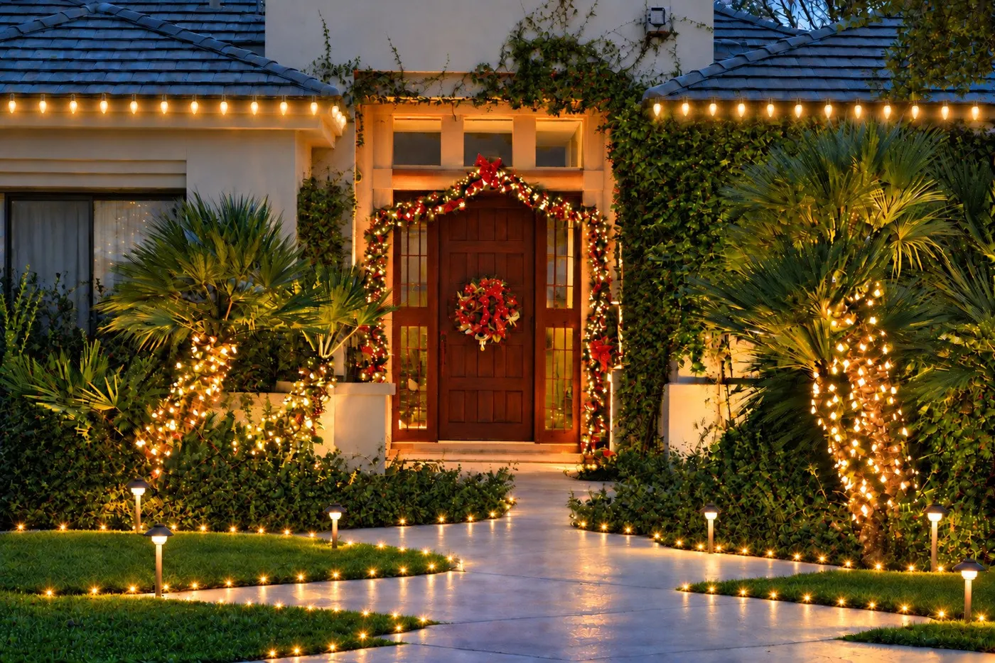 Entry Garlands & Path Lighting in Paradise Valley, AZ - Margie Mae's Holiday  Decor