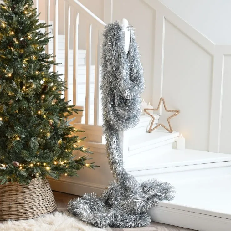 Extra Long Silver Downswept Tinsel - Christmas Tree Decoration - 10m