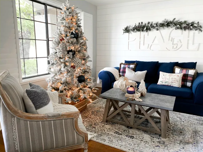 Farmhouse Christmas Living Room to Stay Cozy All Season Long - Lolly Jane