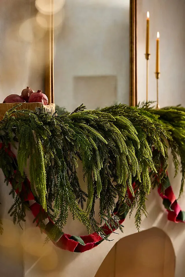 Faux Draped Evergreen Mix Garland, 6' | Terrain