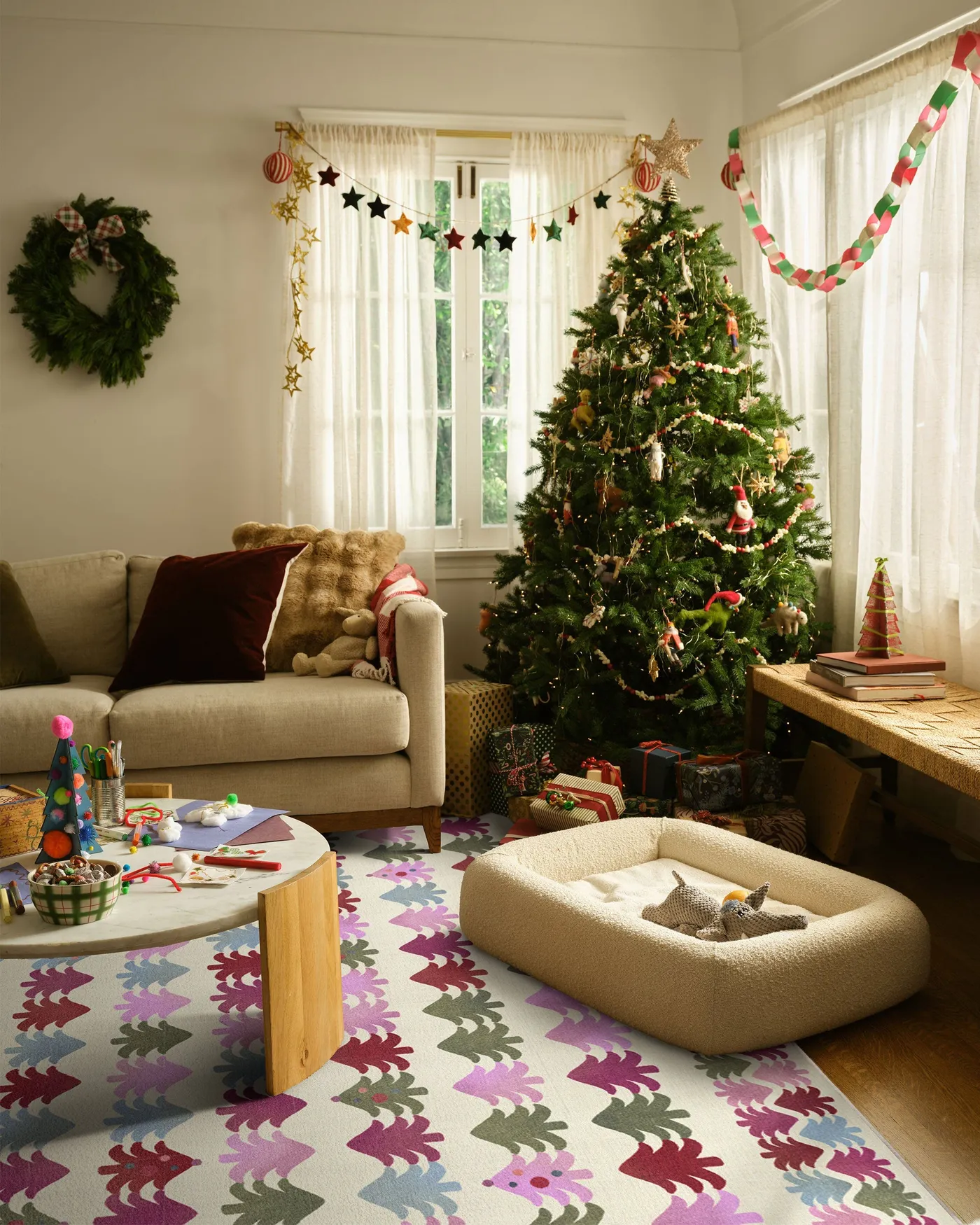 Festive Forest Pink Multicolor Flatwoven Rug | Ruggable US