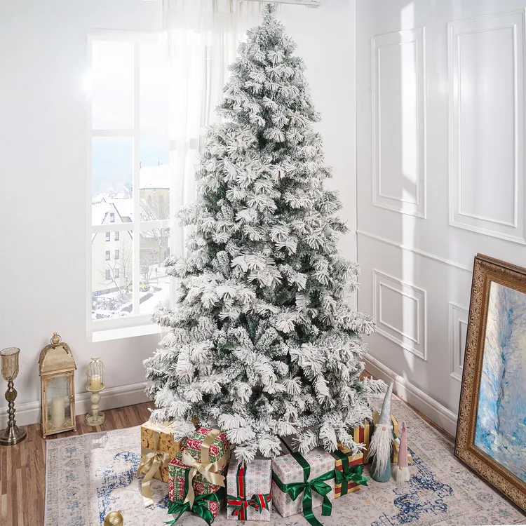 Flocked Christmas Trees | Artificial Snowy Holiday Décor - OJCommerce.com