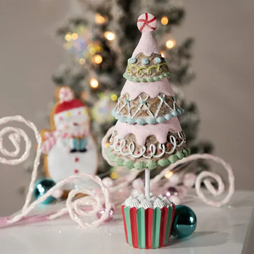 Frosted Waffle Cone Christmas Cupcake Tree - 10.25'