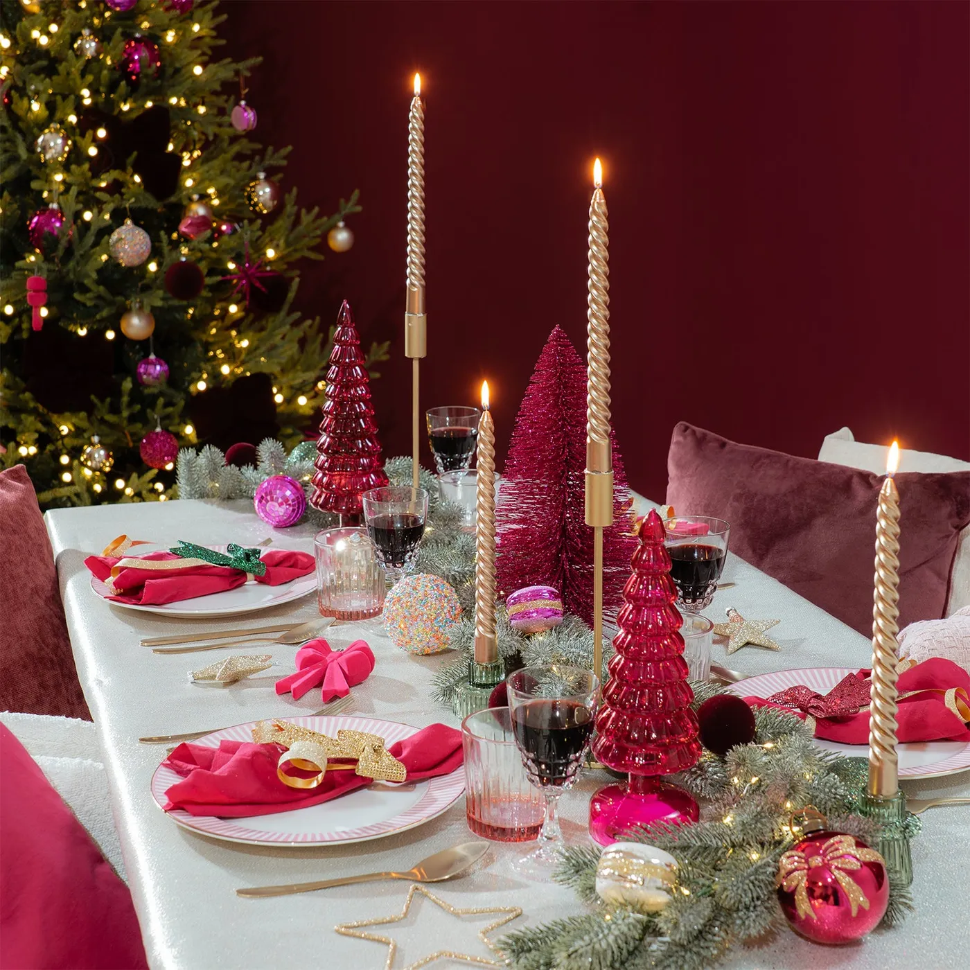 Fuchsia decorative Christmas tree 33 cm | It's all about Christmas