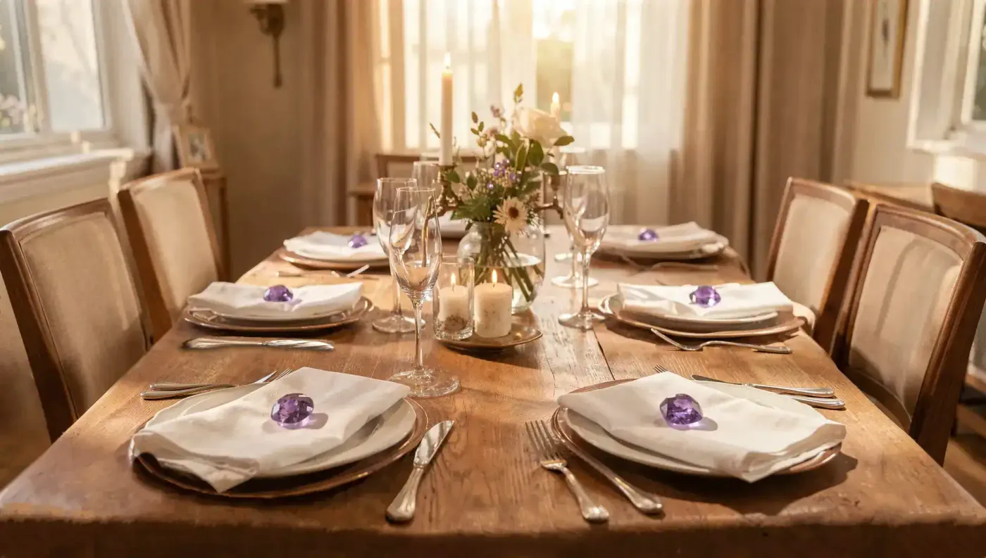 Gem Table Setting Tips: Holiday Crystal Gemstone Table Decor