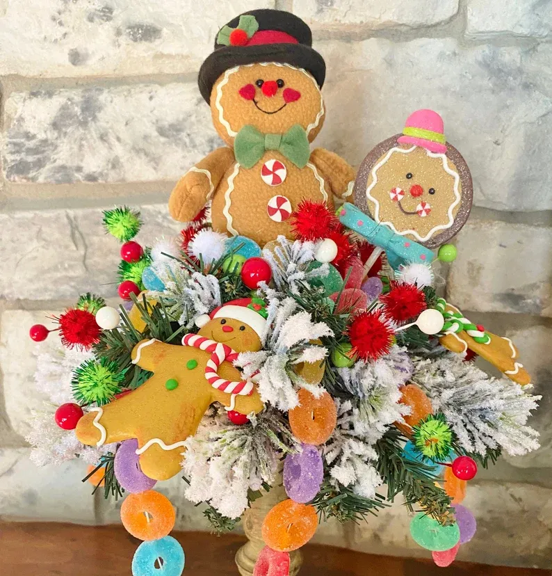 Gingerbread Candlestick Topper Floral Arrangement - Timeless Floral Boutique