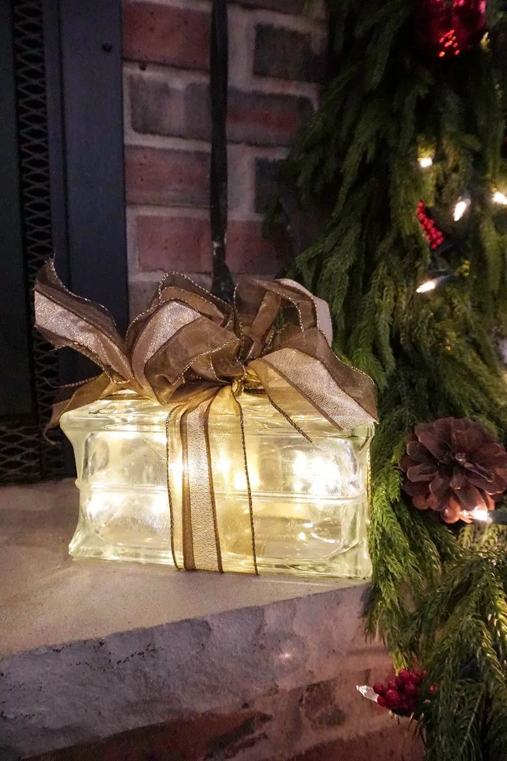 Glass Block Christmas Present Decoration - Mill & Marble