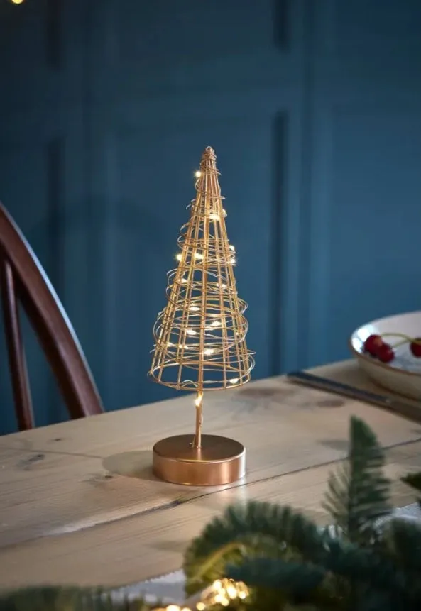 Gold LED Fairy Light Wire Table Christmas Tree – Rust & Cinder