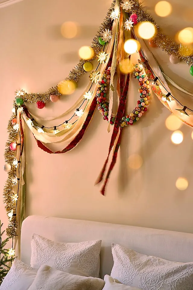 Good Cheer Mini Bauble Tinsel Garland, 14.6' | Terrain