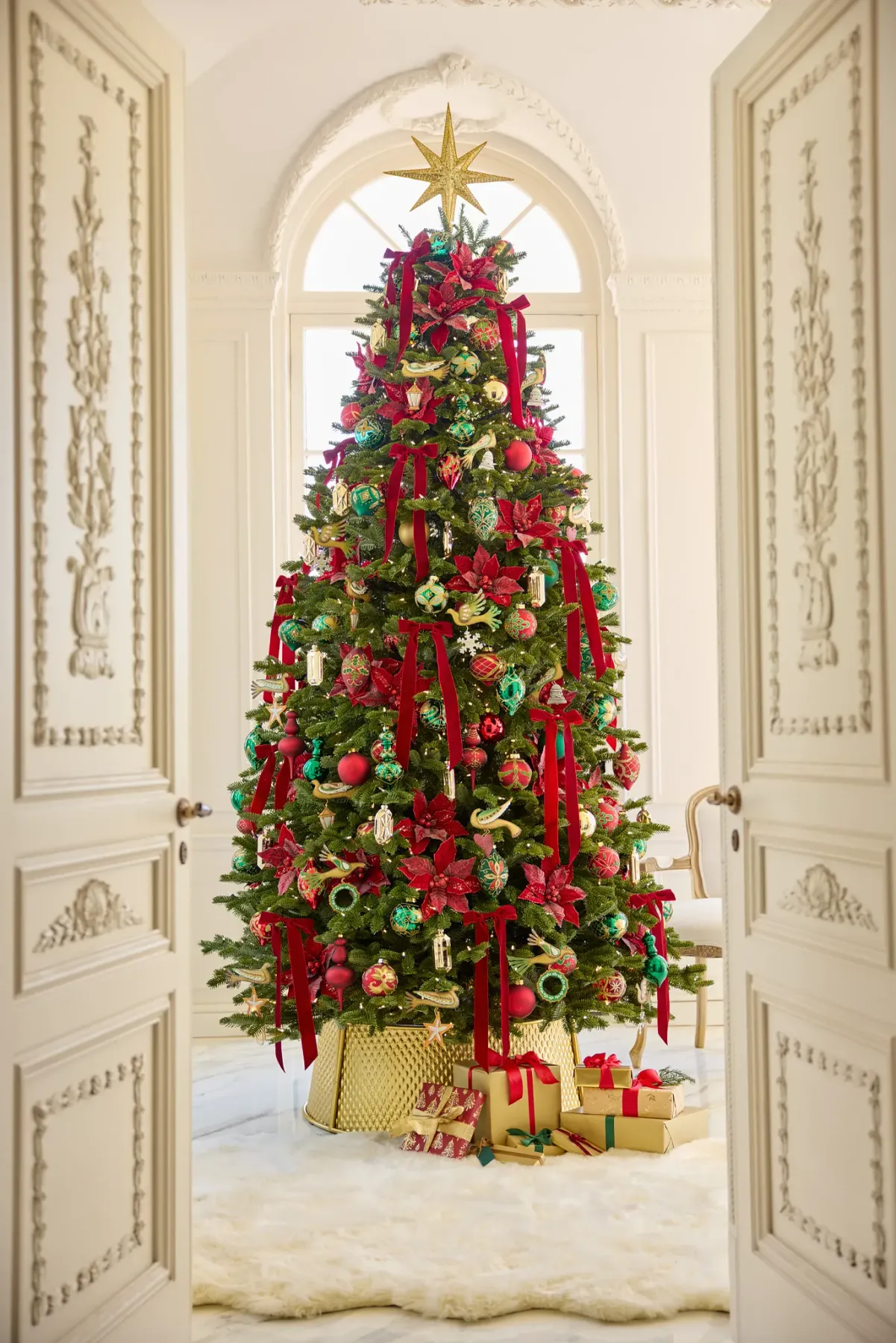 Green And Red Rigorous Decorated Christmas Tree / RED + GREEN CANDYLAND !  This Was GIANT But So