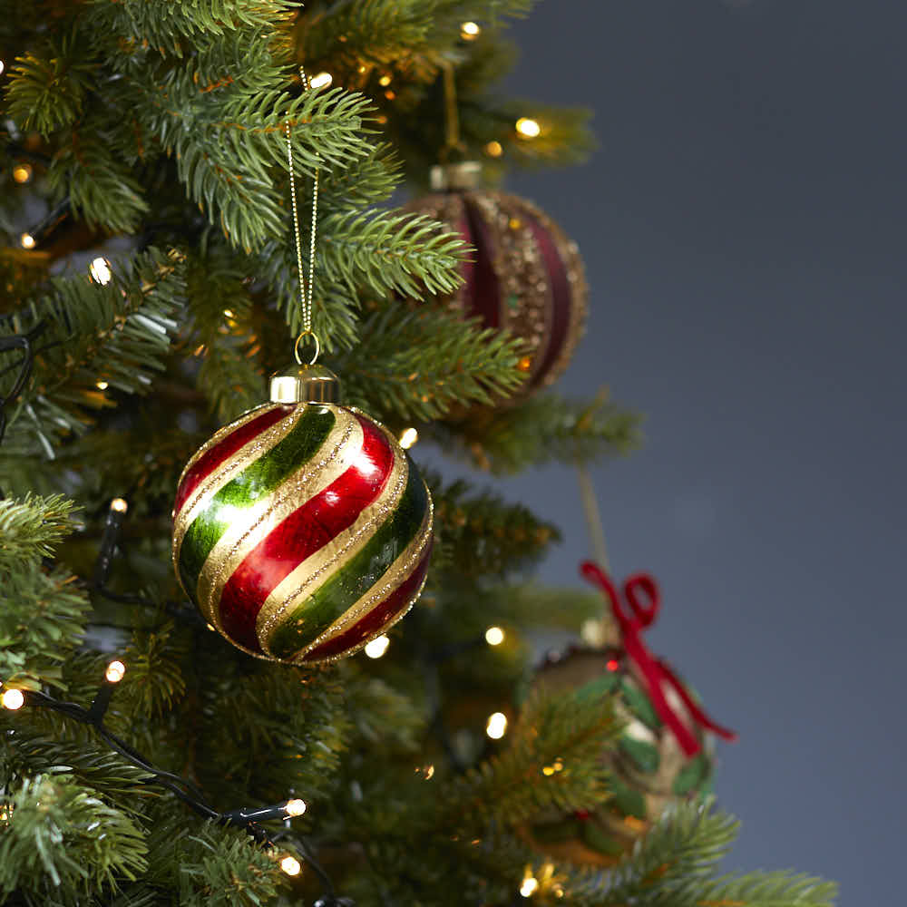 Green and Red Swirl Christmas Bauble | Angela Reed