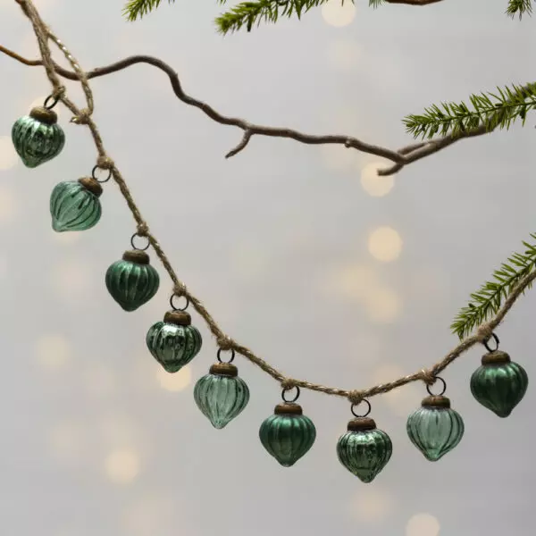 Green Bauble Garland on Jute Rope - Grand Illusions Wholesale