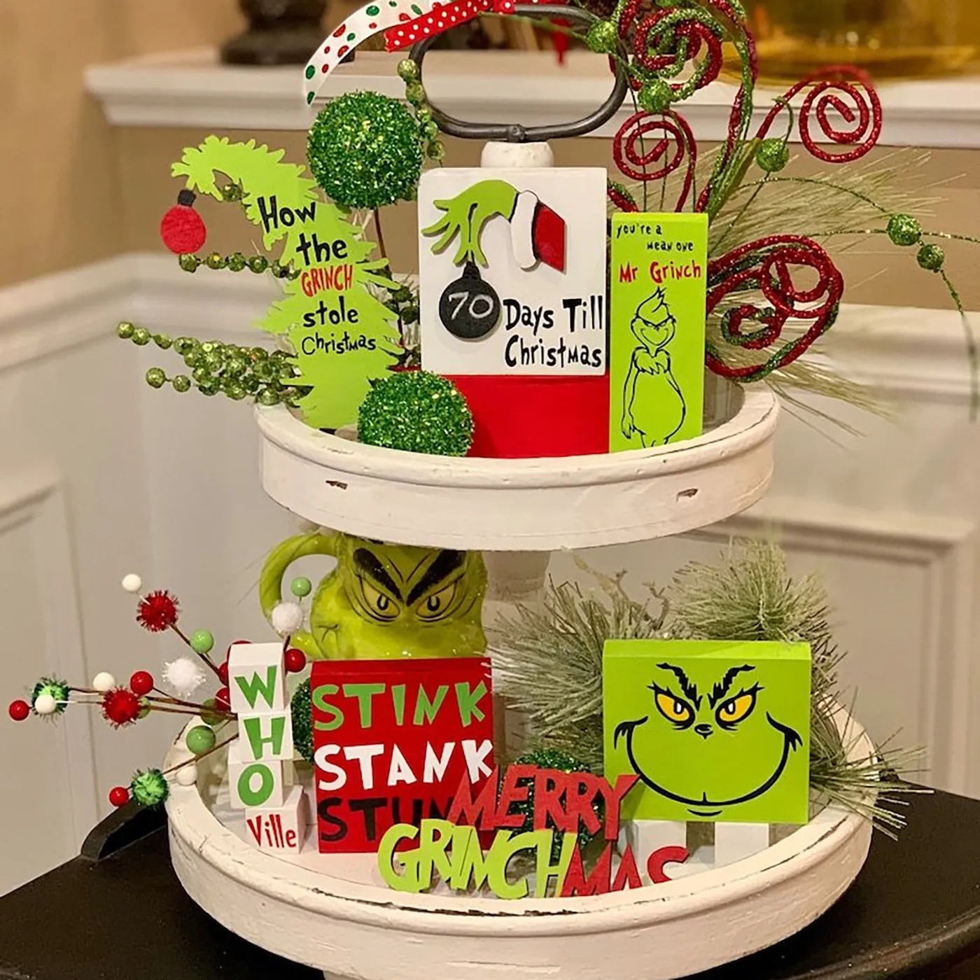 Grinch Christmas Tiered Tray Decor Christmas Kuwait | Ubuy