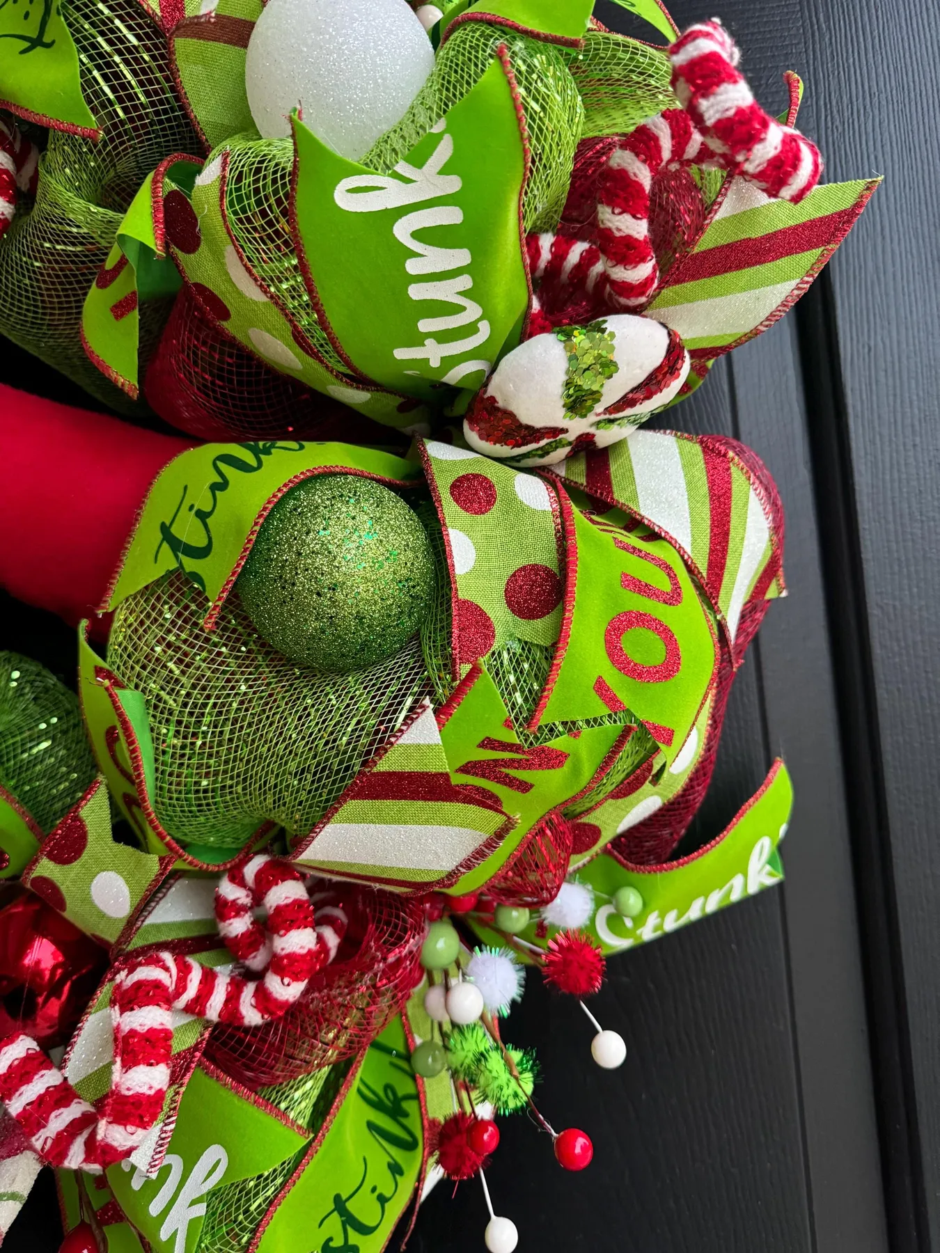 Grinch Christmas Wreath, Whimsical Holiday Decor - Etsy Christmas Wreath, #Whimsical Grinch,Door Wreath FUN WHIMSICAL WREATH