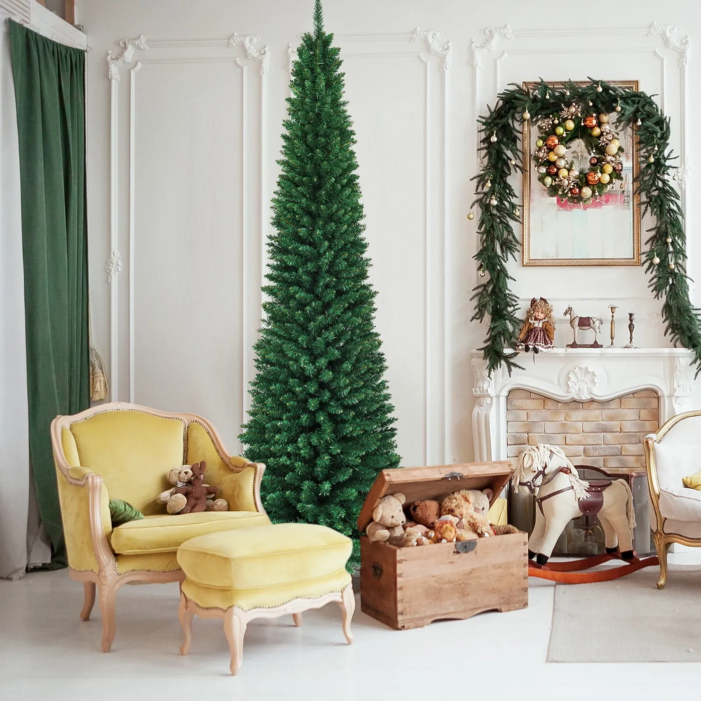Gymax 9' PVC Artificial Christmas Tree Holiday Decor Slim Pencil Tree Metal  Stand - Walmart.ca