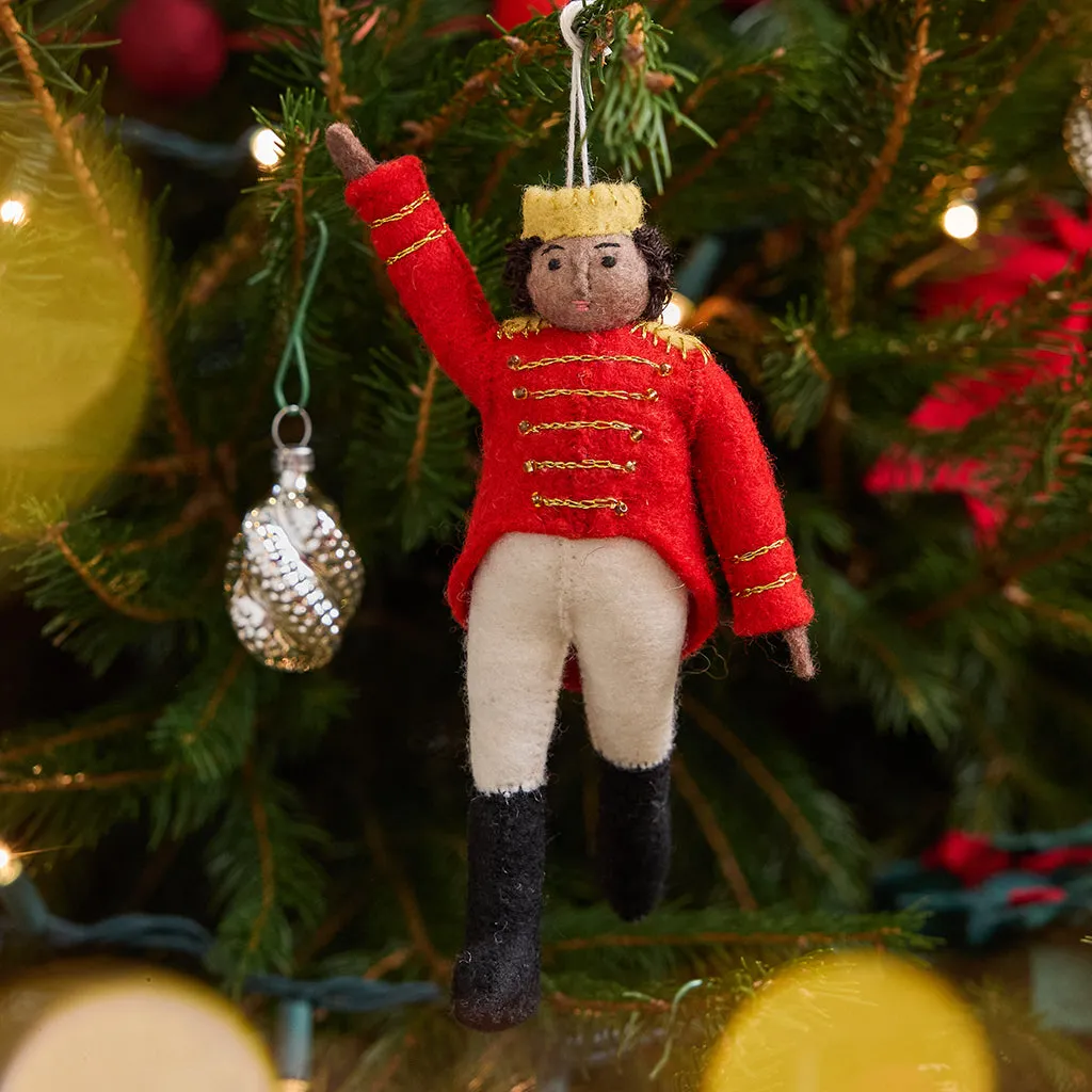 Hand Felted Brown Skin Red Nutcracker Ballet Prince Ornament – Craftspring