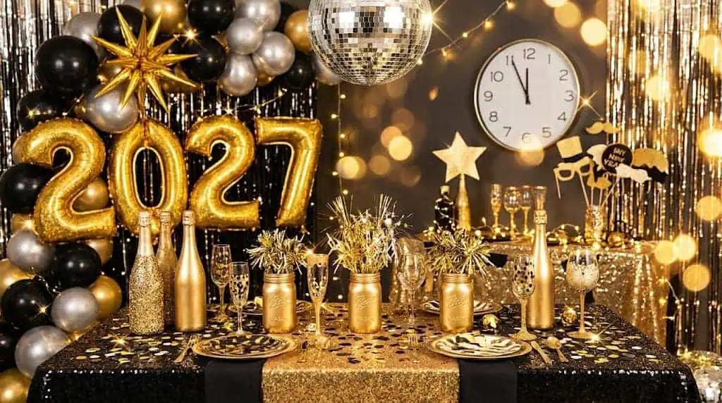 Happy New New Year's Gold Party Decorations 147 Pcs Happy New Year Eve  Party Decorations By Shine Party